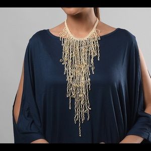 Glass bead tassels necklace